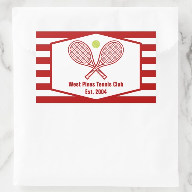 Adesivo Retangular Vermelho do Clube de Tênis Personalizado (Bolsa)