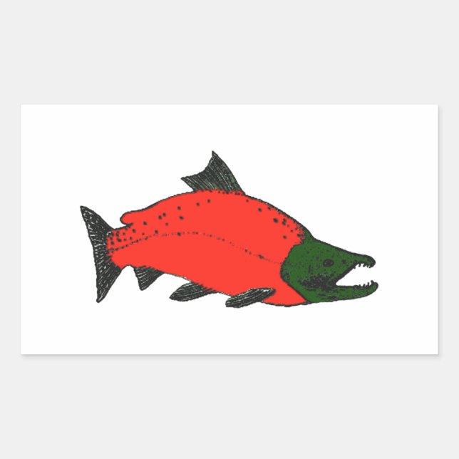 Adesivo Retangular Vermelho - Sockeye Salmon Art (Frente)