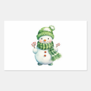Adesivo Retangular Vestido com um bonitinho Snowman