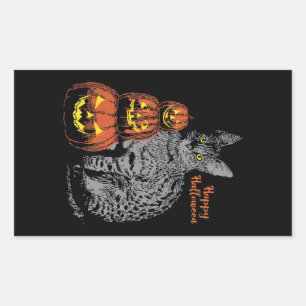 Adesivo Retangular Vestido do Halloween - Pumpkins do Cat