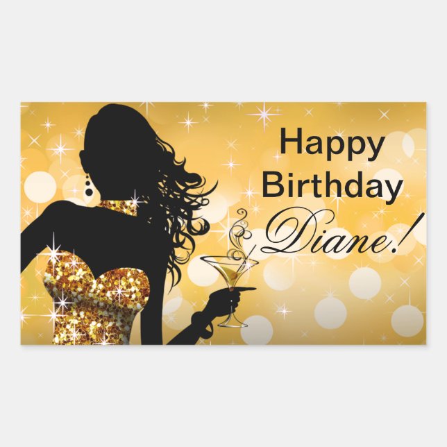 Adesivo Retangular Vestido do partido Bombshell Glitter | ouro (Frente)