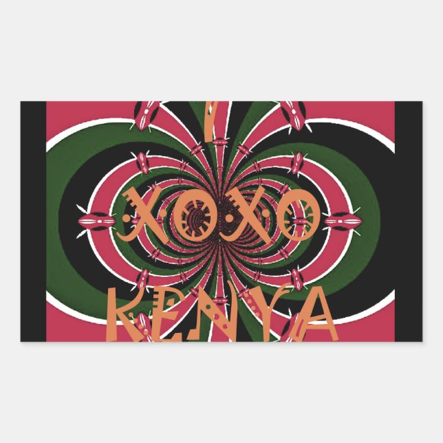 Adesivo Retangular Viagem Queniano - Hugs & Kisses Design (Frente)