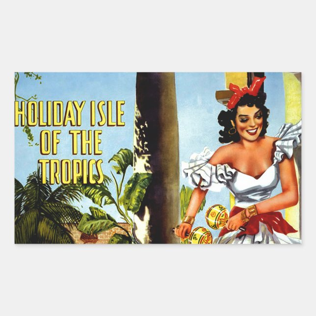 Adesivo Retangular Viagens vintage de Dançarino Cubano (Frente)