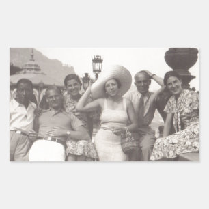 Adesivo Retangular Viagens vintage poster de preto e branco