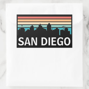 Adesivo Retangular Viagens vintage Skyline da Califórnia em San Diego