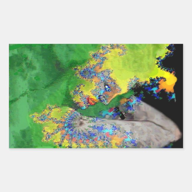 ADESIVO RETANGULAR VIBRAÇÕES DE MATÉRIA, SENHORA EM FRATAIS AMARELOS  (Frente)