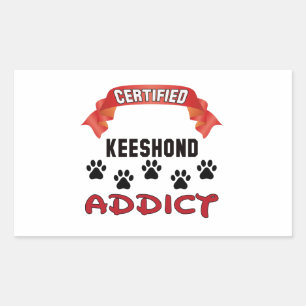 Adesivo Retangular Viciado certificado do Keeshond