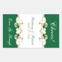 Adesivo Retangular Vidro branco Dourado verde Vinheta