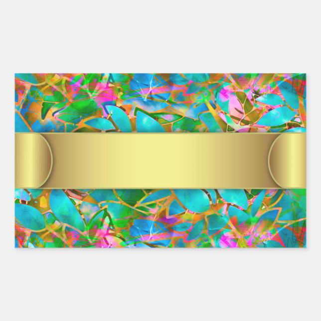 Adesivo Retangular Vidro de Abstrato Floral de Sticker (Frente)