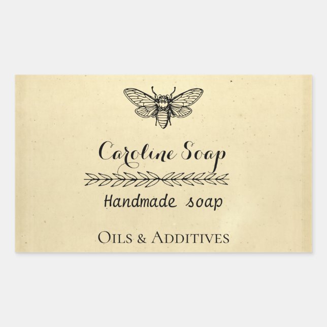 Adesivo Retangular Vidro de sabão HONEY BEE artesanal (Frente)