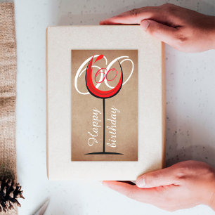 Adesivo Retangular Vidro Rustic Red Wine Script 60º Aniversário