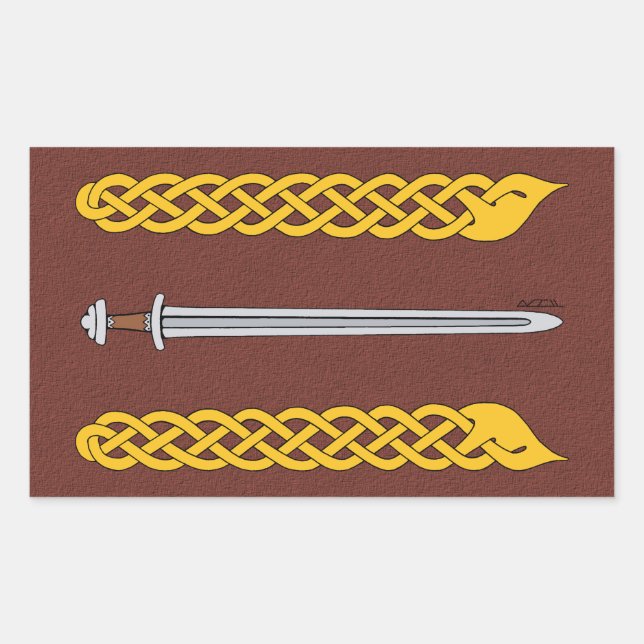 Adesivo Retangular Viking Sword and Plaitwork (Frente)