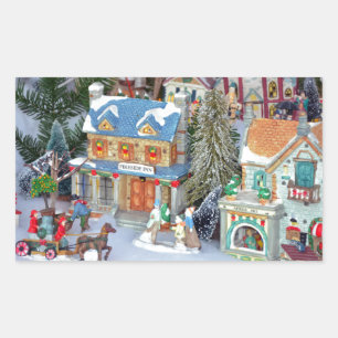 Adesivo Retangular Vila Miniatura de Natal