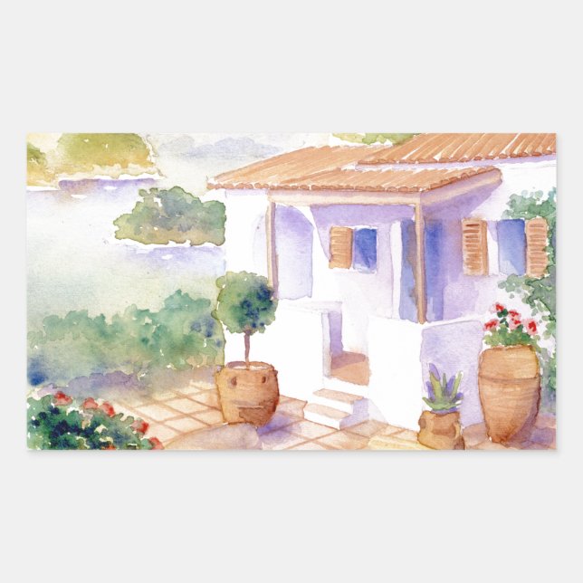 Adesivo Retangular Villa-Rectangente mediterrânico (Frente)