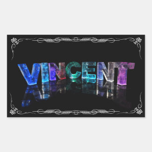 Adesivo Retangular Vincent - O nome Vincent em luzes 3D (Photogra