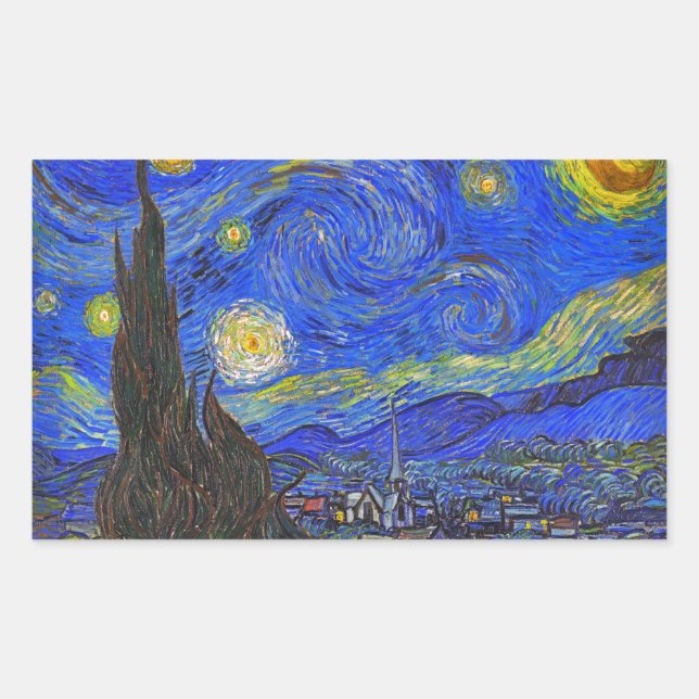 Adesivo Retangular Vincent van Gogh - a noite estrelado (1889) (Frente)