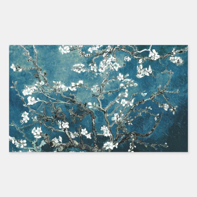 Adesivo Retangular Vincent Van Gogh Almond Blossoms Dark Teal (Frente)