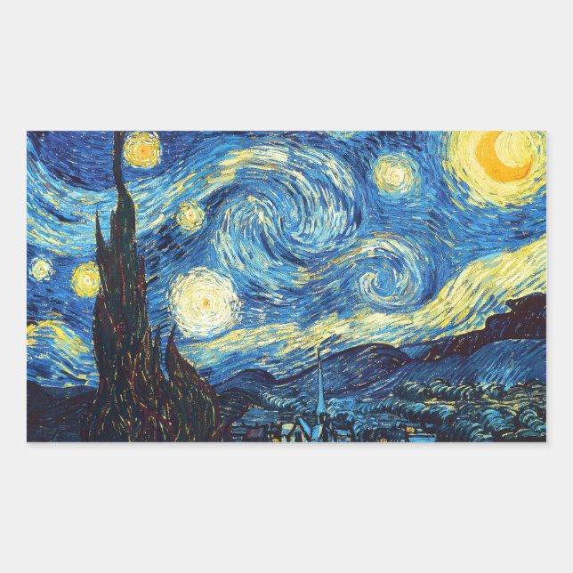 Adesivo Retangular Vincent Van Gogh - Noite Estrelada (Frente)