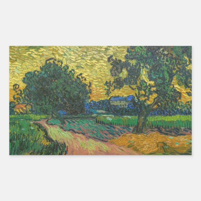 Adesivo Retangular Vincent van Gogh - Paisagem em Twilight (Frente)