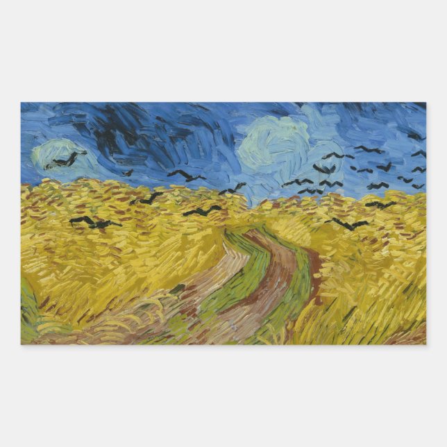 Adesivo Retangular Vincent van Gogh - Wheatfield com Crows (Frente)