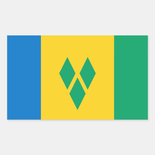 Adesivo Retangular Vincy Flag, Bandeira do Santo Vincent & Grenadines (Frente)