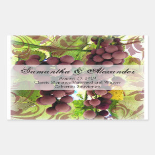 Adesivo Retangular Vinhedo elegante roxo/uvas verdes que Wedding