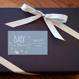 Adesivo Retangular Vinheta Chá de fraldas de flor selvagem azul empoe