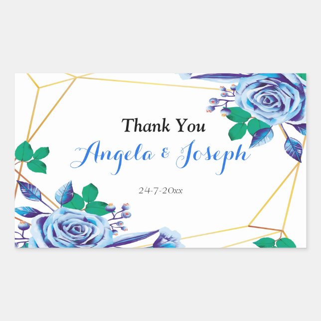 Adesivo Retangular Vinheta circular floral azul-quadro geométrico Dou (Frente)