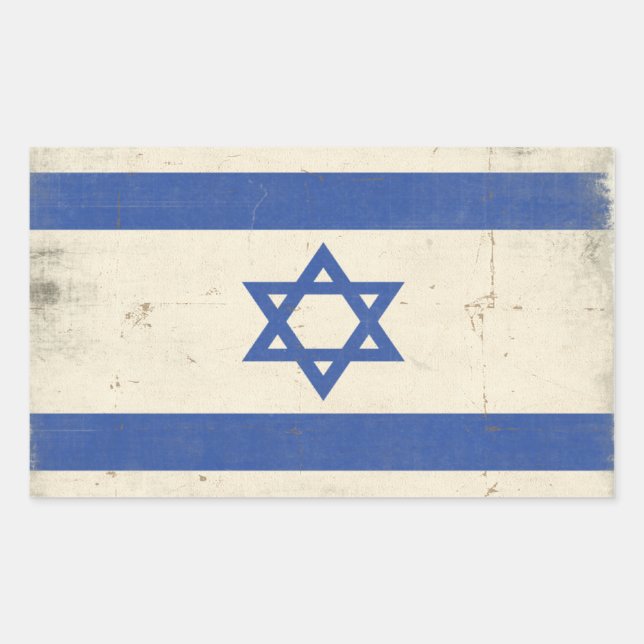Adesivo Retangular Vinheta com Legal bandeira de Israel (Frente)