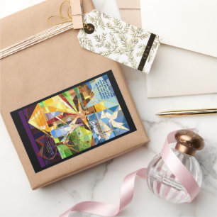 Adesivo Retangular Vinheta-Cristã Páscoa da Árvore da Vida