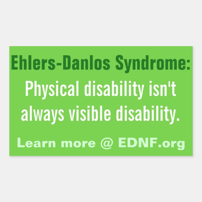 Adesivo Retangular Vinheta da síndrome de Ehlers-Danlos (EDS) - EDNF. (Frente)