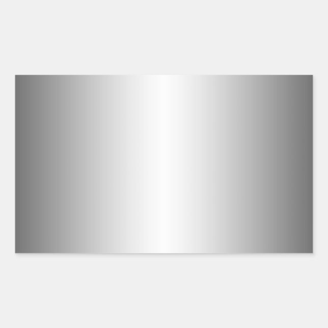 Adesivo Retangular Vinheta de aparência de metal prateado (Frente)