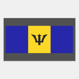 Adesivo Retangular Vinheta de bandeira Barbados