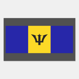 Adesivo Retangular Vinheta de bandeira Barbados
