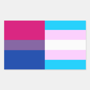 Adesivo Retangular Vinheta de bandeira bissexual/trans