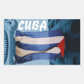 Adesivo Retangular Vinheta de bandeira cubana