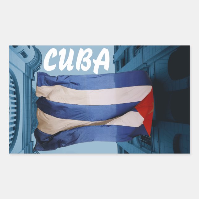 Adesivo Retangular Vinheta de bandeira cubana (Frente)