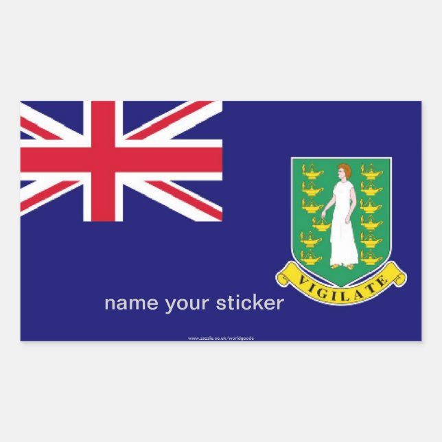 Adesivo Retangular Vinheta de bandeira das Ilhas Virgens Britânicas (Frente)