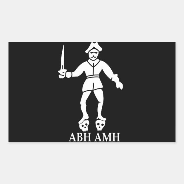 Adesivo Retangular Vinheta de Bandeira Pirata de Bartholomew Robert (Frente)