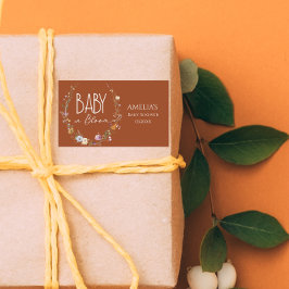 Adesivo Retangular Vinheta de Chá de fraldas de Outono Laranja Queima