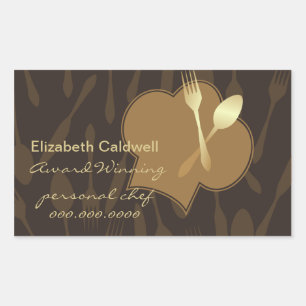 Adesivo Retangular Vinheta de chapéu e Ouro do Chef Estilizado