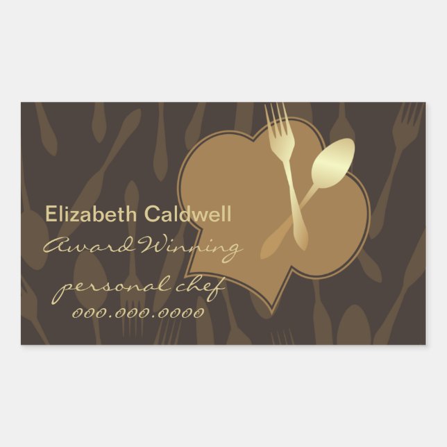 Adesivo Retangular Vinheta de chapéu e Ouro do Chef Estilizado (Frente)