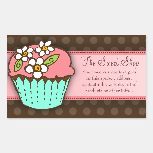 Adesivo Retangular Vinheta de Cupcake insuflada (Frente)