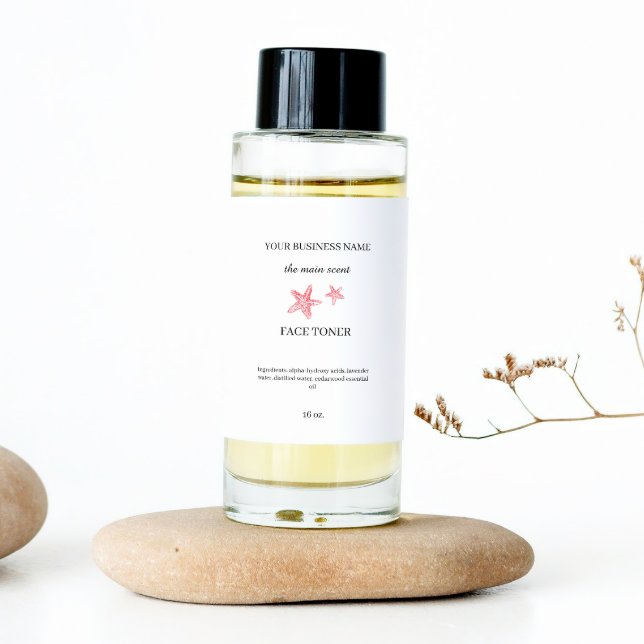 Adesivo Retangular Vinheta de embalagem cosmética para toner da face  (Criador carregado)