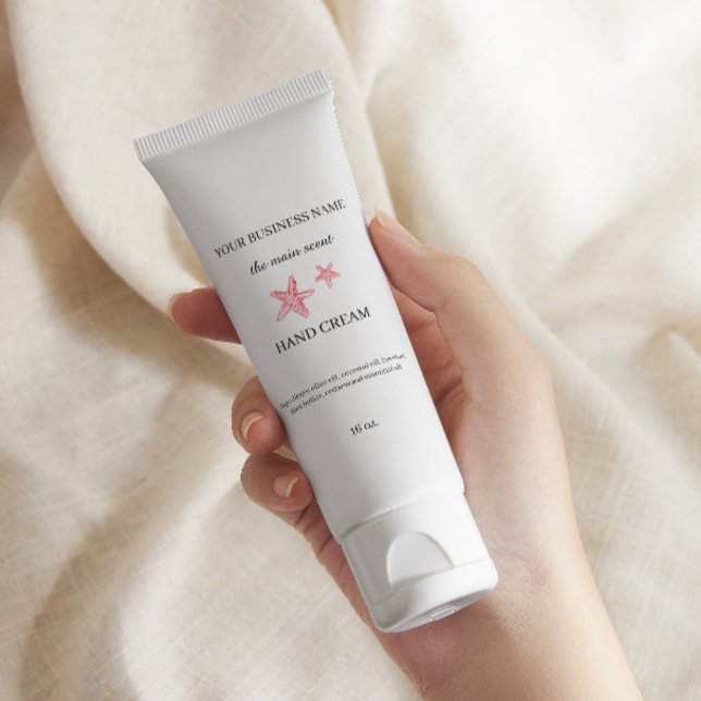 Adesivo Retangular Vinheta de embalagem de creme de pele (Red coastal hand cream skin care packaging sticker)