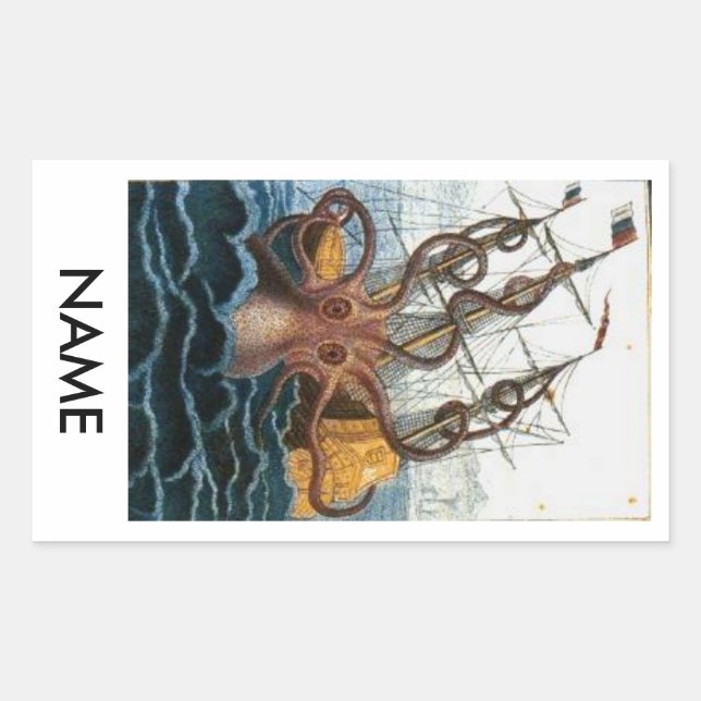 Adesivo Retangular Vinheta de Embarcação do Octopus Sink (Frente)