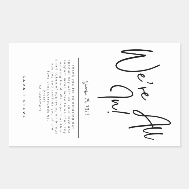 Adesivo Retangular Vinheta de Favor de Casamento de Cartão (Frente)