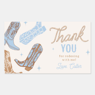 Adesivo Retangular Vinheta de Festa de aniversário de vaqueiro