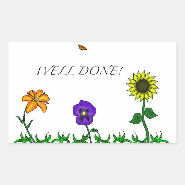 Adesivo Retangular Vinheta de flores bem feita (Frente)