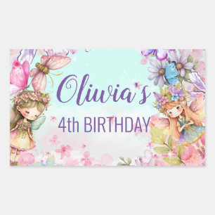 Adesivo Retangular Vinheta de floresta encantada